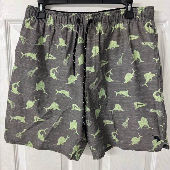 Salt Life Gray and Green Board Shorts - Picture 1 of 4